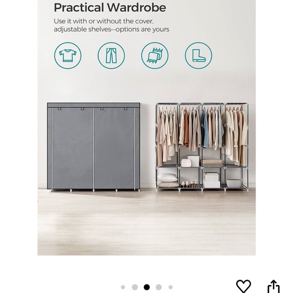 SONGMICS Portable Closet, Wardrobe Closet Organizer with Cover - Picture 3 of 9